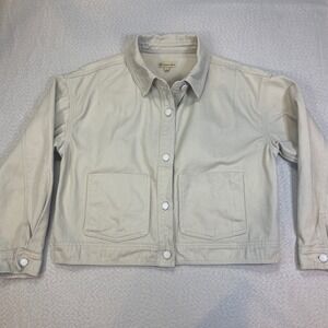Democracy Jacket Women‎ S Beige Cotton Denim Utility Cropped BN0815RTX2